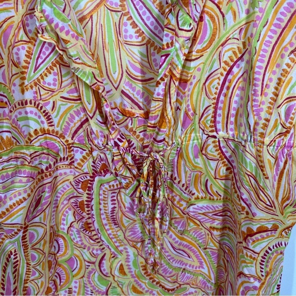 Liz & Co Orange and Pink Tropical Swim Cover Up Large - Picture 3 of 5